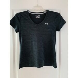 Under Armour Shirt S Adult Gray Loose V Neck Stretch Heatgear Logo Women  (A022)